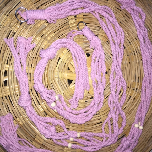 Macrame Succulent Plant Vase Wall Hanging PINK Set of THREE Self made Homemade - Picture 3 of 8